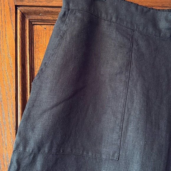 FLAX black Linen wide leg flood Pants - Picture 4 of 5